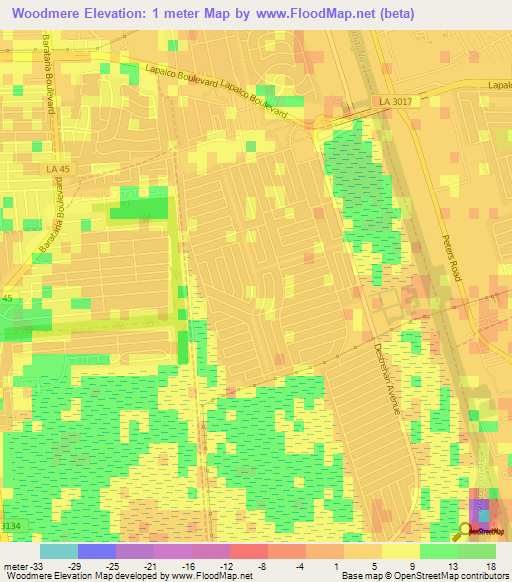 Woodmere,US Elevation Map