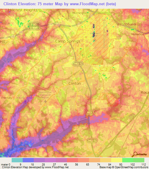 Clinton,US Elevation Map