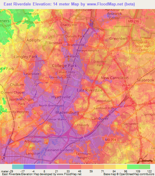 East Riverdale,US Elevation Map