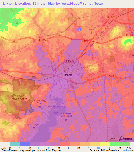 Elkton,US Elevation Map