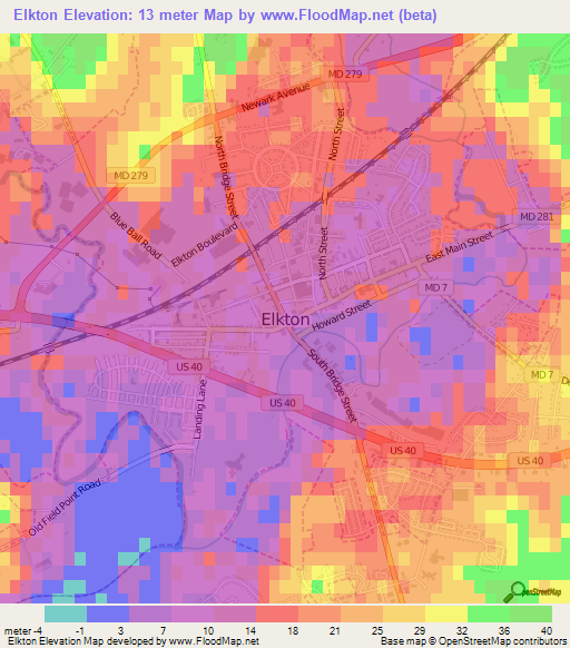 Elkton,US Elevation Map