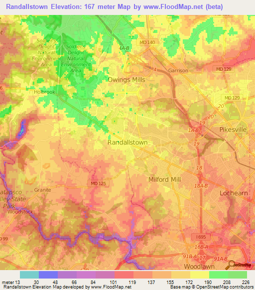 Randallstown,US Elevation Map