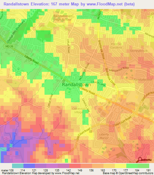 Randallstown,US Elevation Map