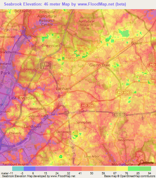 Seabrook,US Elevation Map