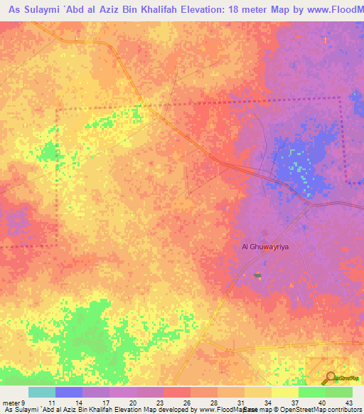 As Sulaymi `Abd al Aziz Bin Khalifah,Qatar Elevation Map