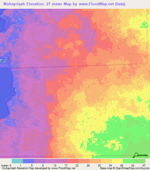 Muhayriqah,Qatar Elevation Map