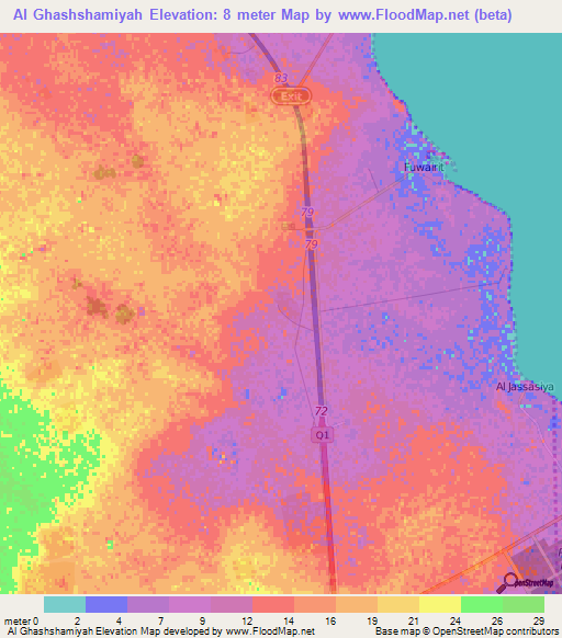 Al Ghashshamiyah,Qatar Elevation Map