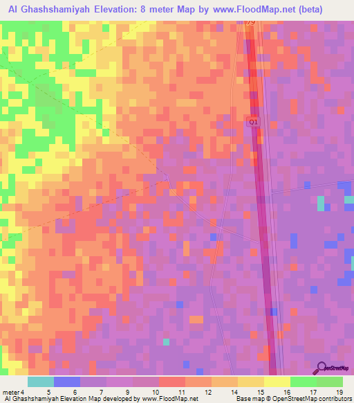 Al Ghashshamiyah,Qatar Elevation Map