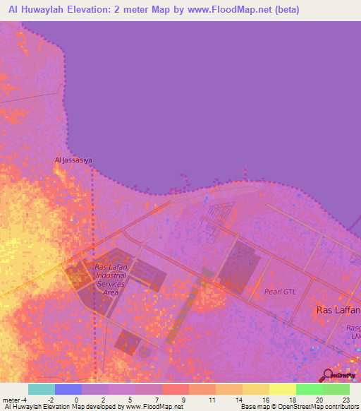 Al Huwaylah,Qatar Elevation Map