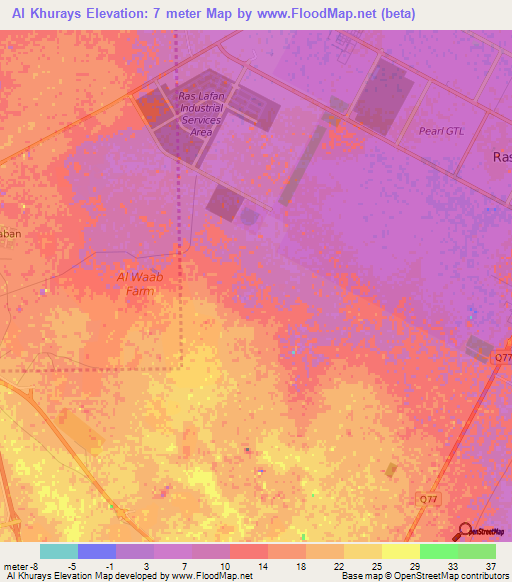 Al Khurays,Qatar Elevation Map