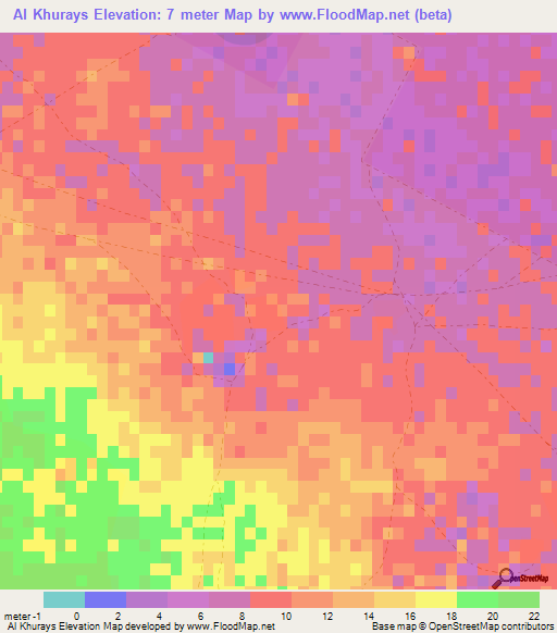 Al Khurays,Qatar Elevation Map