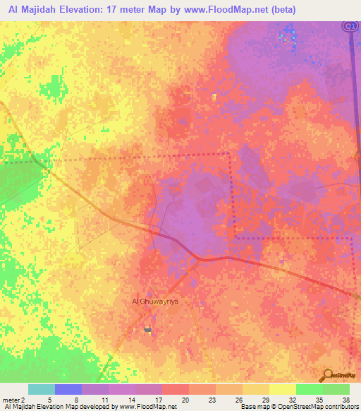 Al Majidah,Qatar Elevation Map