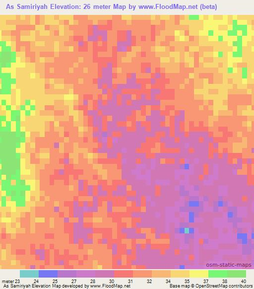 As Samiriyah,Qatar Elevation Map