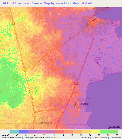 Al Ghaf,Qatar Elevation Map