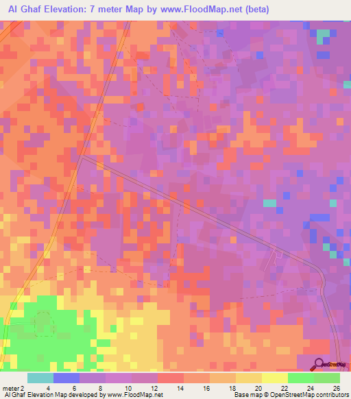 Al Ghaf,Qatar Elevation Map