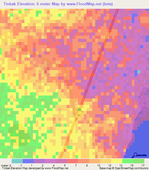 Tinbak,Qatar Elevation Map