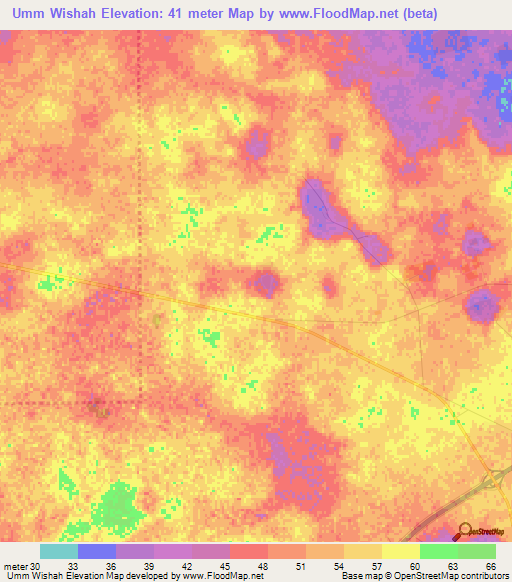 Umm Wishah,Qatar Elevation Map