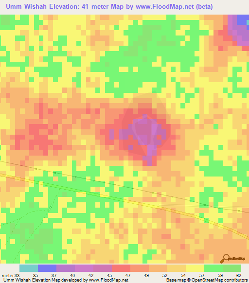 Umm Wishah,Qatar Elevation Map