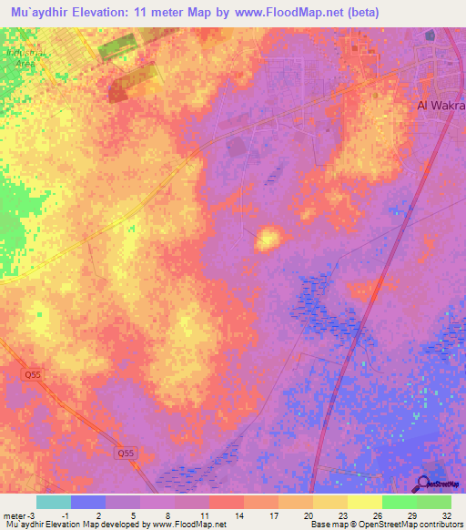 Mu`aydhir,Qatar Elevation Map