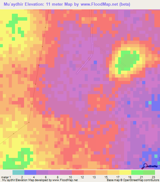 Mu`aydhir,Qatar Elevation Map