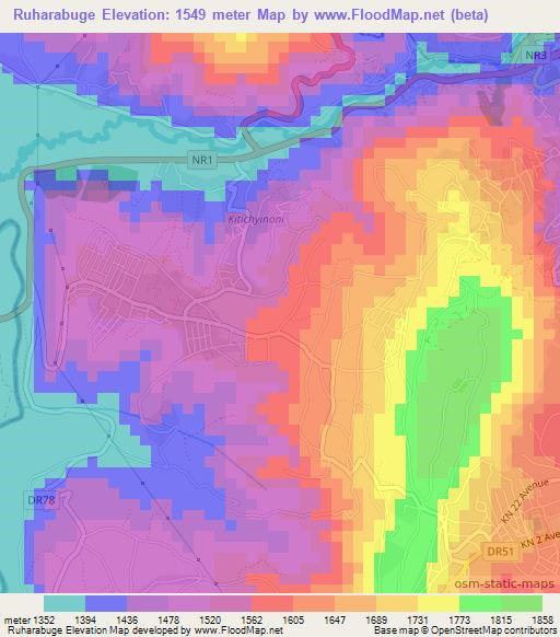 Ruharabuge,Rwanda Elevation Map