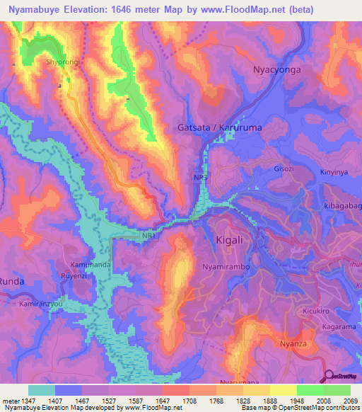 Nyamabuye,Rwanda Elevation Map