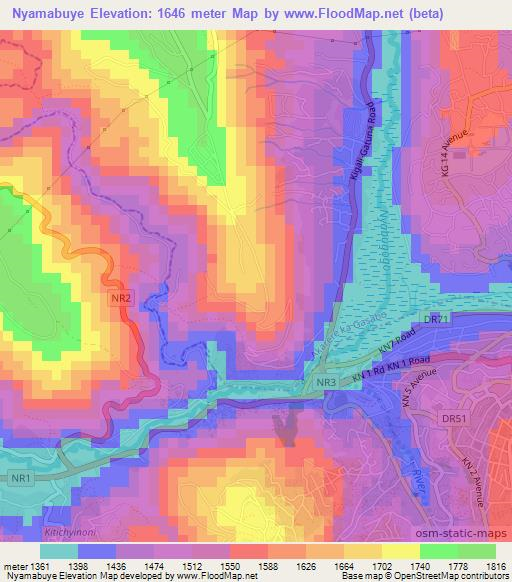 Nyamabuye,Rwanda Elevation Map