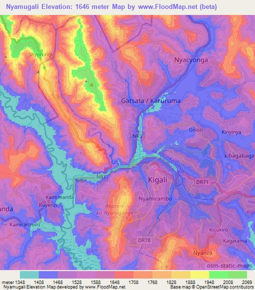 Nyamugali,Rwanda Elevation Map