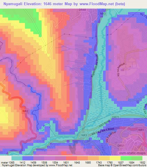 Nyamugali,Rwanda Elevation Map