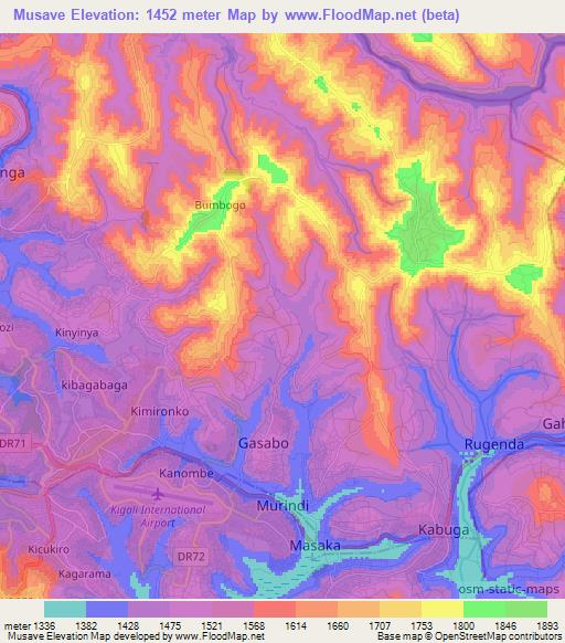 Musave,Rwanda Elevation Map