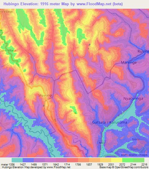 Hubingo,Rwanda Elevation Map