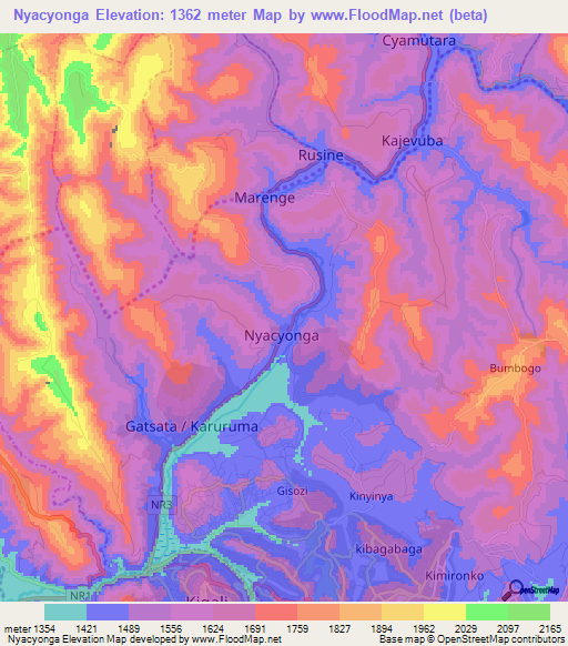 Nyacyonga,Rwanda Elevation Map