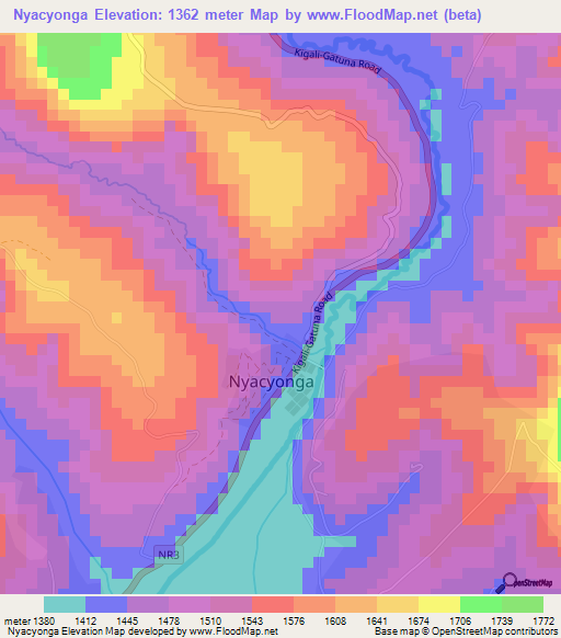 Nyacyonga,Rwanda Elevation Map