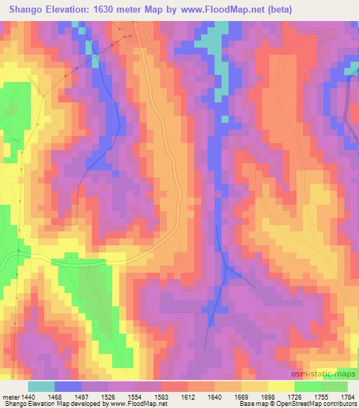 Shango,Rwanda Elevation Map