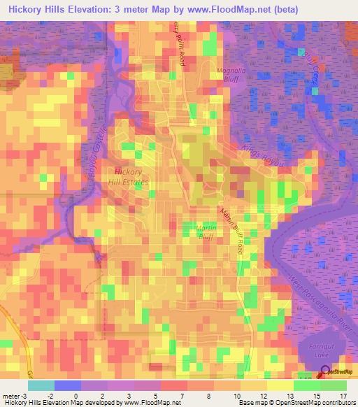 Hickory Hills,US Elevation Map