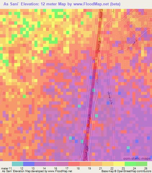 As Sani`,Qatar Elevation Map