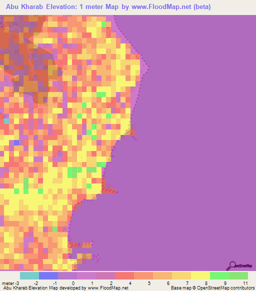 Abu Kharab,Qatar Elevation Map