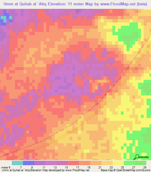 Umm al Quhab al `Atiq,Qatar Elevation Map