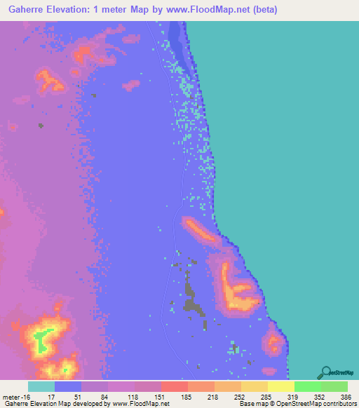 Gaherre,Djibouti Elevation Map