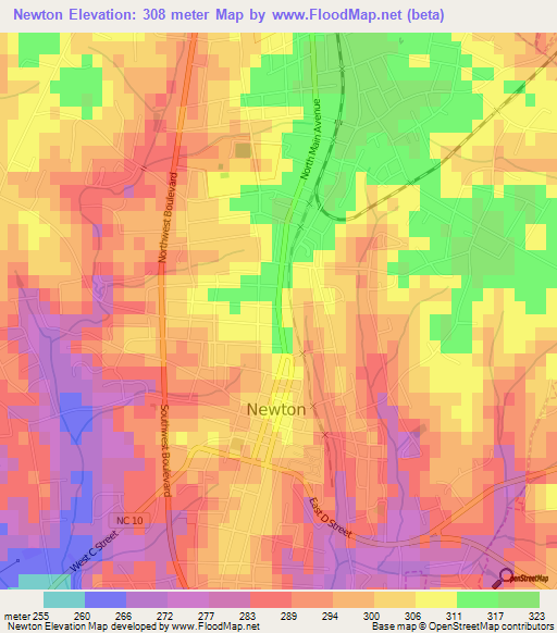 Newton,US Elevation Map