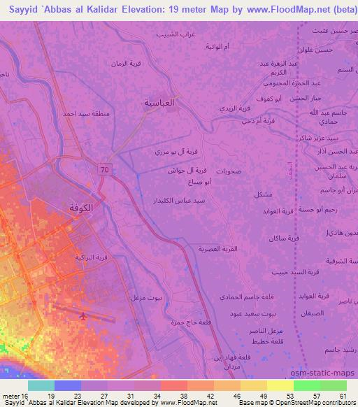 Sayyid `Abbas al Kalidar,Iraq Elevation Map