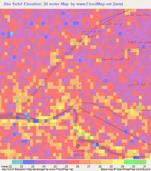 Abu Kufuf,Iraq Elevation Map