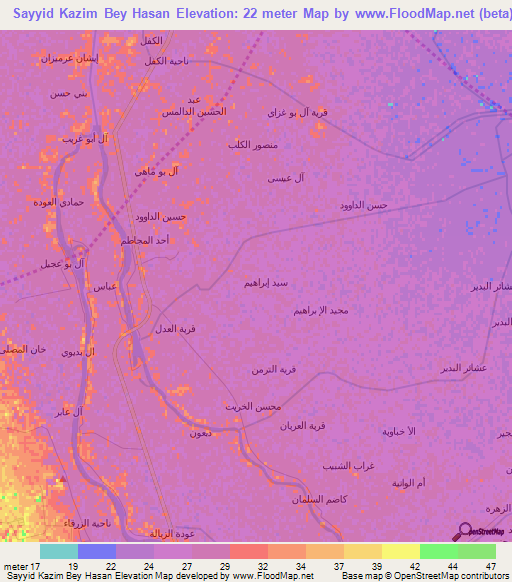 Sayyid Kazim Bey Hasan,Iraq Elevation Map