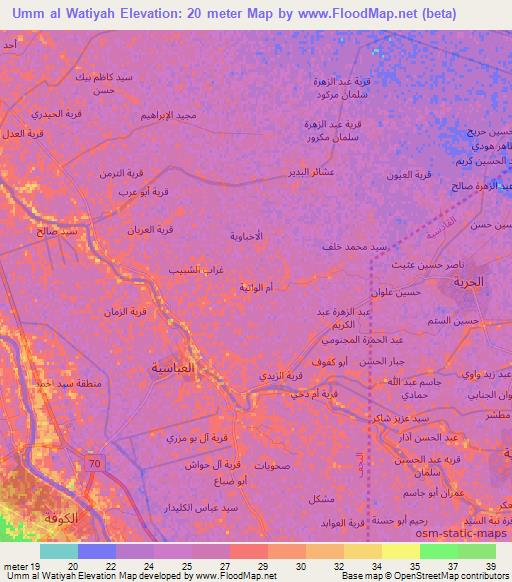 Umm al Watiyah,Iraq Elevation Map