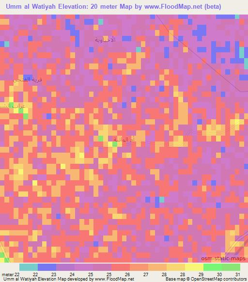 Umm al Watiyah,Iraq Elevation Map
