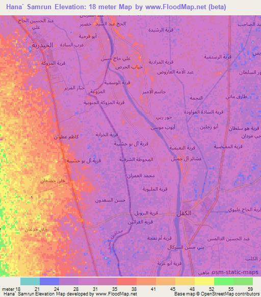 Hana` Samrun,Iraq Elevation Map