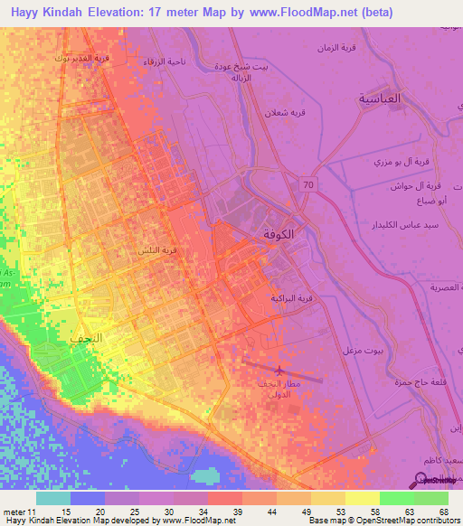 Hayy Kindah,Iraq Elevation Map