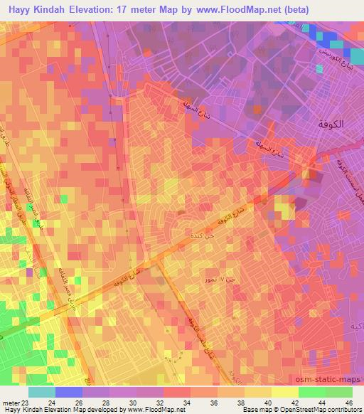 Hayy Kindah,Iraq Elevation Map