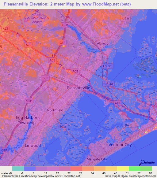 Elevation of Pleasantville,US Elevation Map, Topography, Contour