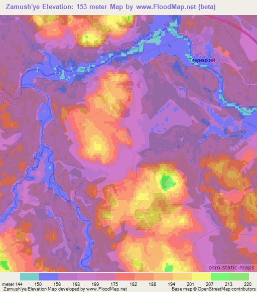 Zamush'ye,Russia Elevation Map